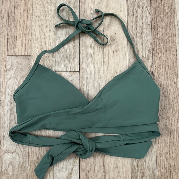 Aerie Wrap Halter Bikini Top Sage Green Size S - Picture 7 of 10